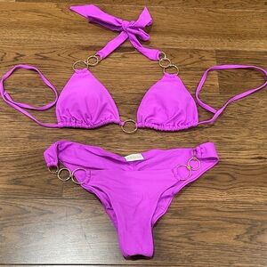 Bahimi Hot Purple!  Ring-Accent Bikini Set